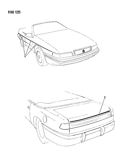 1989 Chrysler TC Maserati Tape Stripes & Decals - Exterior Diagram