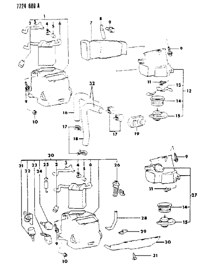 1987 Chrysler Conquest Heater Unit & Heater Plumbing Diagram