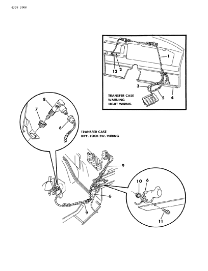 1985 Dodge W150 Wiring - Transfer Case & Warning Lamp Diagram