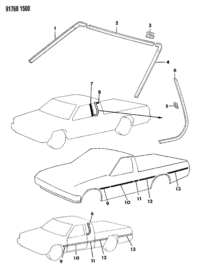 1991 Dodge Ram 50 Molding Diagram for MB417595