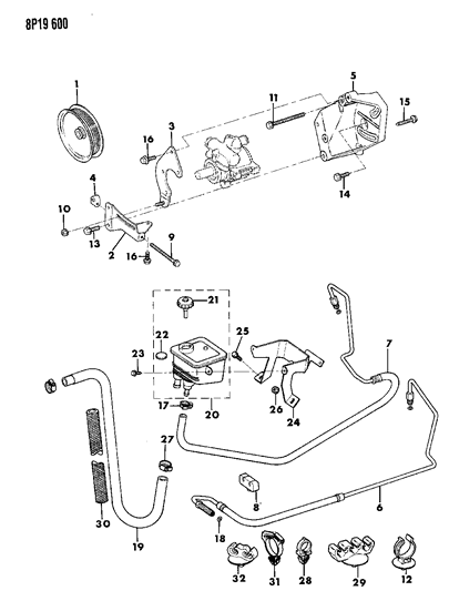 1990 Dodge Monaco Pump Mounting - Power Steering Diagram 1