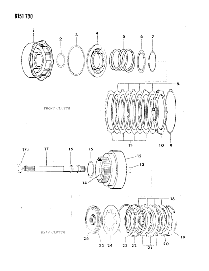 1988 Chrysler Fifth Avenue Clutch, Front & Rear With Gear Train Diagram 2