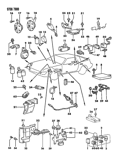 1989 Chrysler Conquest Electrical Relay Diagram for MB543175