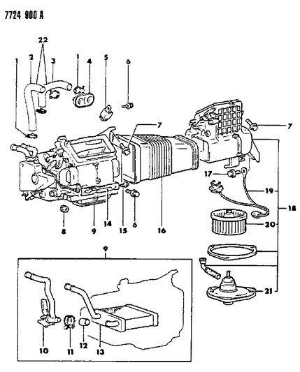 1988 Dodge Raider Heater Unit & Heater Plumbing Diagram