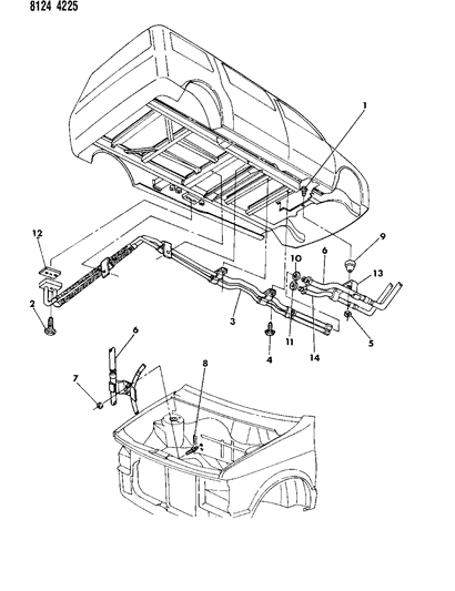 1988 Dodge Caravan Plumbing - Auxiliary Underbody A/C Diagram
