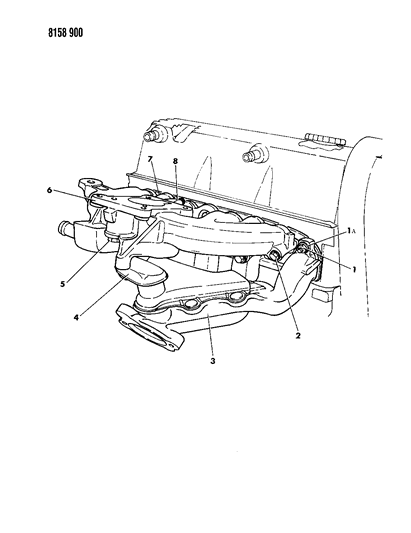 1988 Dodge Shadow Manifolds - Intake & Exhaust W / O Intercooler Diagram