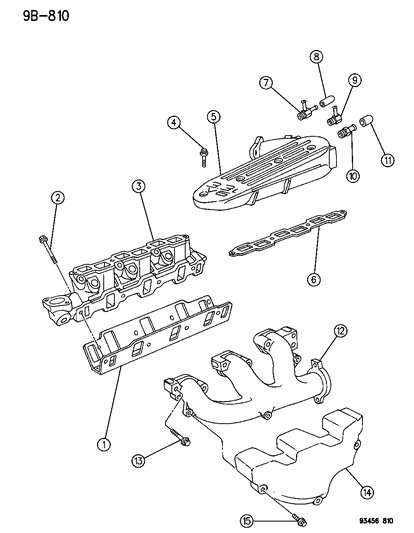 1993 Dodge Intrepid Manifolds - Intake & Exhaust Diagram 1