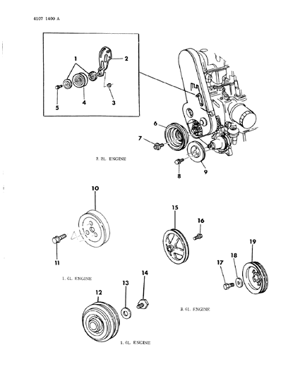 1984 Chrysler Town & Country Drive Pulleys Diagram 2