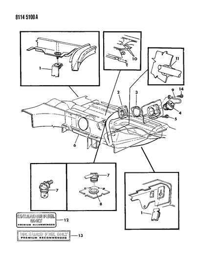 1988 Dodge Daytona Fuel Tank & Filler Tube Diagram