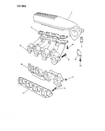 1987 Dodge Lancer Manifolds - Intake & Exhaust Diagram 2