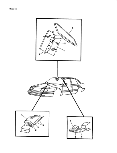 1985 Chrysler LeBaron Glass - Windshield Diagram