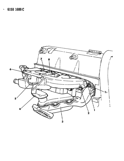 1986 Dodge Omni Manifold - Intake & Exhaust Diagram 3