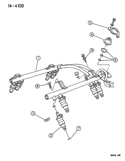 1996 Jeep Grand Cherokee INJECTOR-Fuel- 4.0L 6 Cylinder Diagram for 53030343