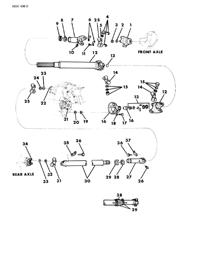 1985 Dodge Ramcharger Propeller Shaft 2 Piece And Universal Joint Diagram 1