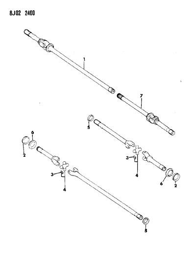1990 Jeep Grand Wagoneer Shafts - Front Axle Diagram