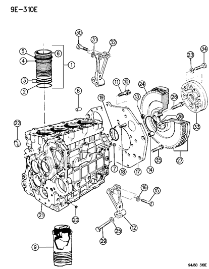 1995 Jeep Cherokee Cylinder Block & Supports Diagram 2