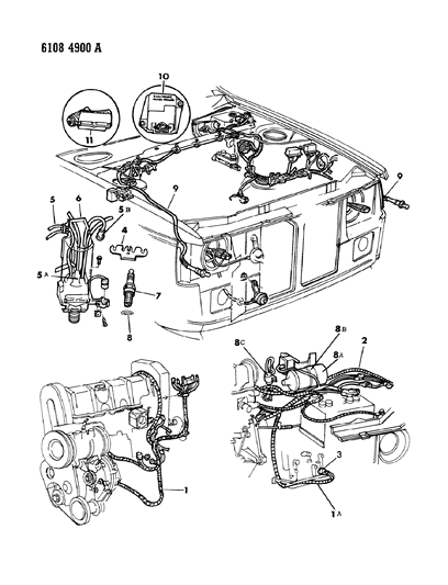 1986 Dodge Charger Wiring - Engine - Front End & Related Parts Diagram