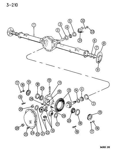 1996 Dodge Dakota Axle, Rear, With Differential And Carrier Diagram 1