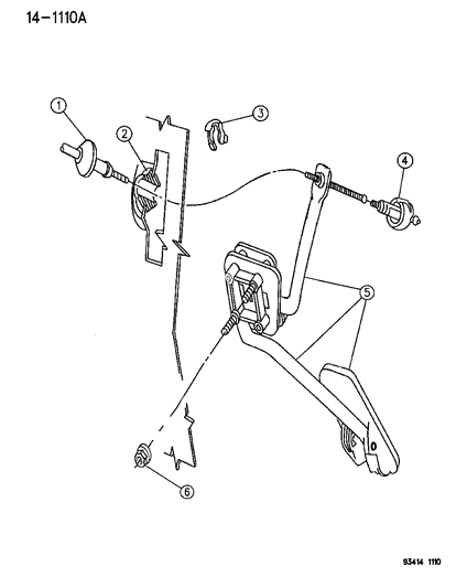 1994 Chrysler LHS Accelerator Pedal & Cable Diagram