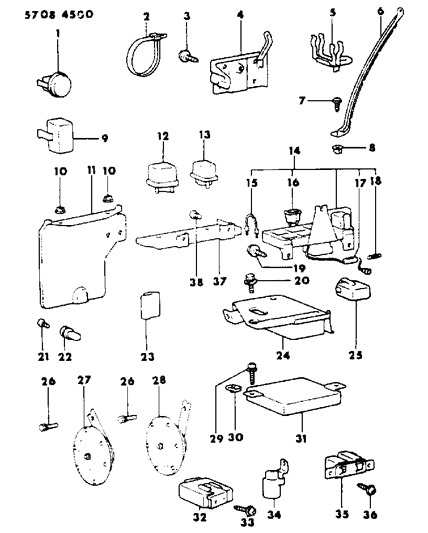 1985 Chrysler Conquest Horn - Relay - Flasher - Timer Diagram