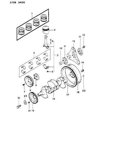 1986 Chrysler Conquest Crankshaft & Piston Diagram 2