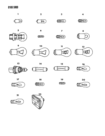 1988 Dodge Aries Bulb Cross Reference Diagram