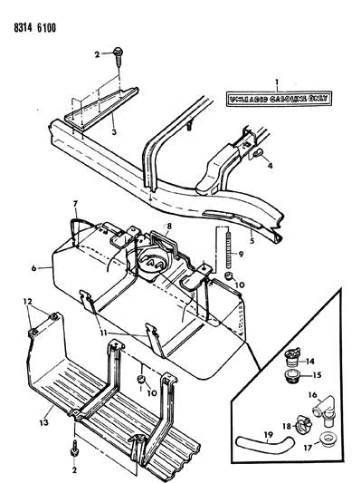 1989 Dodge Dakota Strap Fuel Tank Diagram for 4279772