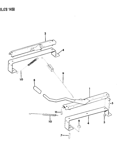 1988 Jeep J20 Tracks - Without Power Seats Bench Seat Diagram
