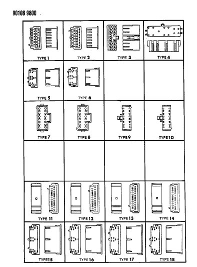 1990 Chrysler Town & Country Insulators 13-16-21 Way Diagram