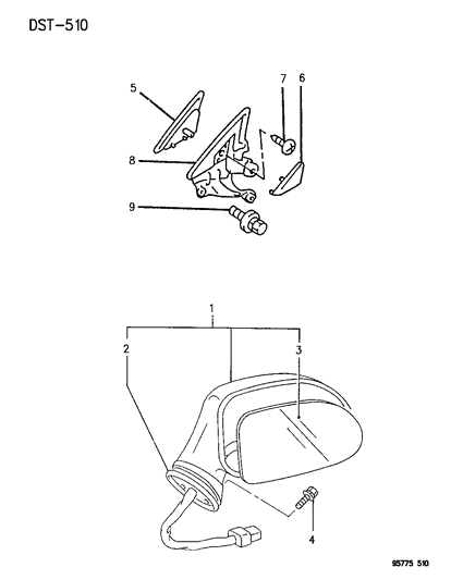 1995 Dodge Stealth Mirrors, With Holder Diagram for MB645061