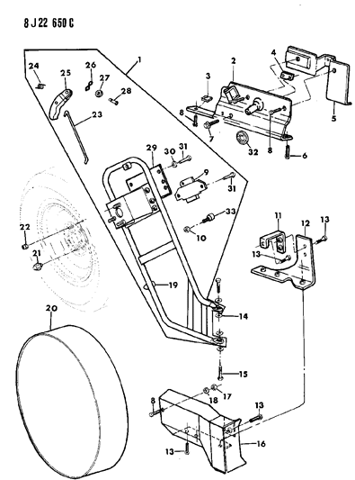 1990 Jeep Wagoneer Spare Wheel Diagram