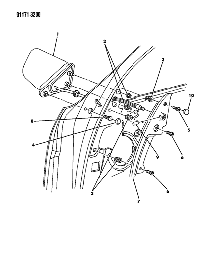 1991 Dodge Dynasty Front Door Outside Mirrors Diagram for 4299775