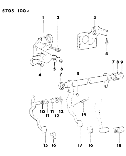 1985 Dodge Colt Pedals - Brake & Clutch Diagram
