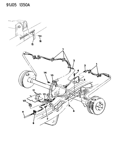 1993 Jeep Cherokee Lines & Hoses, Brake Rear Diagram