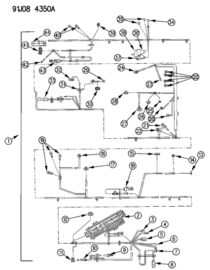 1991 Jeep Cherokee Cover Power Dist CNTR Diagram for 56017296