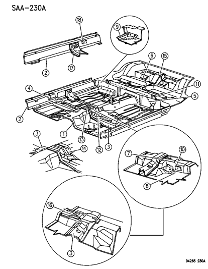 1994 Chrysler LeBaron Floor Pan Front Diagram