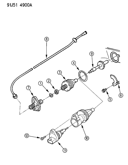 1991 Jeep Wrangler GEAR/SPD-SPEEDOMETER Drive Diagram for 52067635