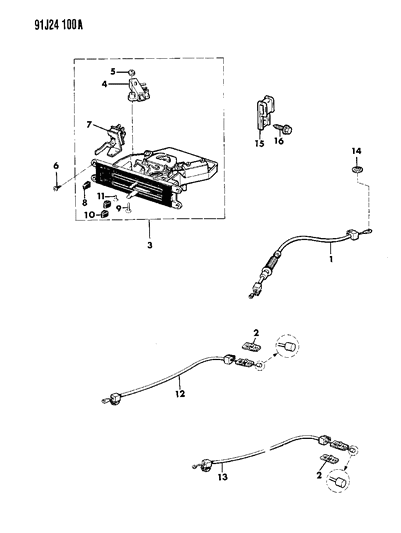 1991 Jeep Wrangler Controls, Heater & Fresh Air Diagram