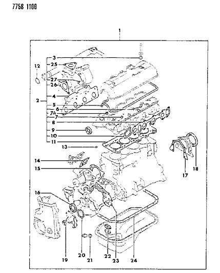 1987 Dodge Colt Engine Gasket Sets Diagram 1