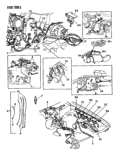 1989 Dodge Grand Caravan Wiring - Engine - Front End & Related Parts Diagram