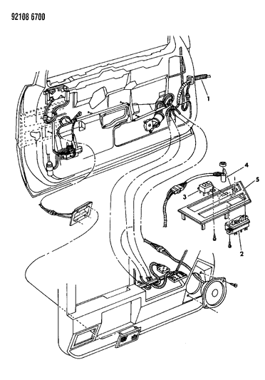1992 Chrysler LeBaron Wiring & Switches - Front Door Diagram
