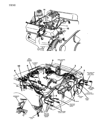1985 Dodge Diplomat Wiring - Engine - Front End & Related Parts Diagram