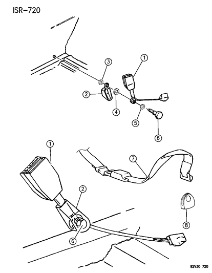 1995 Dodge Viper Buckle-Seat Belt Outer - Right Diagram for 4643954