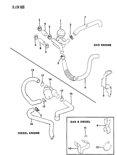 1989 Jeep Comanche Heater Hoses Diagram 1