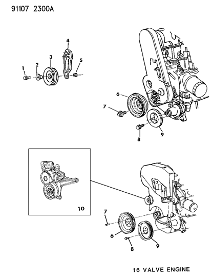 1991 Chrysler Town & Country PULLEY-V-Belt Drive Diagram for 4483413