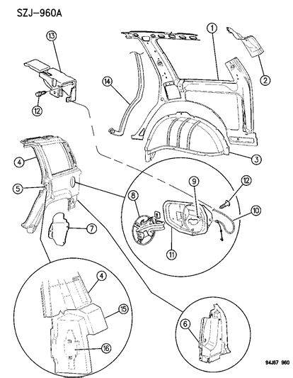 1994 Jeep Grand Cherokee Panel Diagram for 55295883