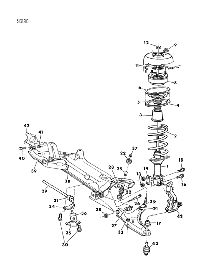 1985 Chrysler Town & Country Suspension - Front Diagram