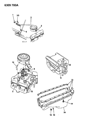1987 Dodge D150 Oil Pan & Engine Breather Diagram 2