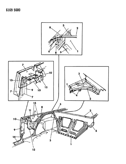 1986 Chrysler LeBaron Convertible Quarter Inner & Deck Opening Upper Diagram