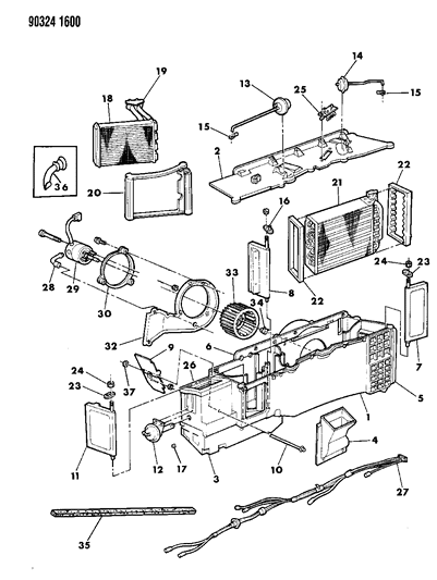 1990 Dodge D150 Air Conditioner & Heater Unit Diagram